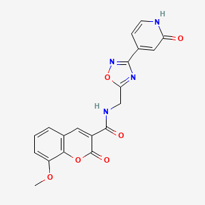 molecular formula C19H14N4O6 B2711200 8-甲氧基-2-氧代-N-((3-(2-氧代-1,2-二氢吡啶-4-基)-1,2,4-噁二唑-5-基)甲基)-2H-香豆素-3-甲酰胺 CAS No. 2034268-39-6