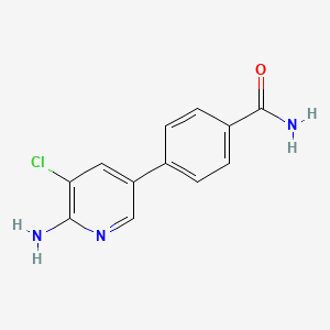 molecular formula C12H10ClN3O B2711205 4-(6-Amino-5-chloropyridin-3-YL)benzamide CAS No. 2108156-98-3
