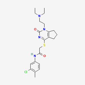 molecular formula C22H29ClN4O2S B2711210 N-(3-chloro-4-methylphenyl)-2-((1-(2-(diethylamino)ethyl)-2-oxo-2,5,6,7-tetrahydro-1H-cyclopenta[d]pyrimidin-4-yl)thio)acetamide CAS No. 898451-65-5