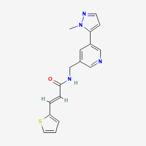 molecular formula C17H16N4OS B2711225 (E)-N-((5-(1-methyl-1H-pyrazol-5-yl)pyridin-3-yl)methyl)-3-(thiophen-2-yl)acrylamide CAS No. 2034888-76-9
