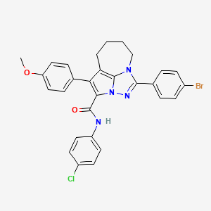 molecular formula C29H24BrClN4O2 B2711234 1-(4-bromophenyl)-N-(4-chlorophenyl)-4-(4-methoxyphenyl)-5,6,7,8-tetrahydro-2,2a,8a-triazacyclopenta[cd]azulene-3-carboxamide CAS No. 397266-40-9