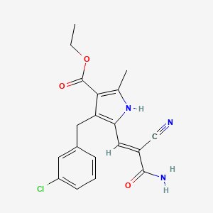 molecular formula C19H18ClN3O3 B2711244 ethyl 5-[(E)-3-amino-2-cyano-3-oxoprop-1-enyl]-4-[(3-chlorophenyl)methyl]-2-methyl-1H-pyrrole-3-carboxylate CAS No. 851176-25-5