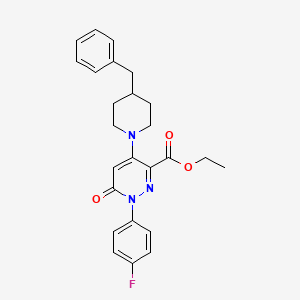 molecular formula C25H26FN3O3 B2711261 Ethyl 4-(4-benzylpiperidin-1-yl)-1-(4-fluorophenyl)-6-oxo-1,6-dihydropyridazine-3-carboxylate CAS No. 922068-95-9