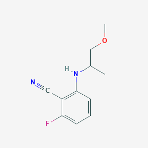 molecular formula C11H13FN2O B2711263 2-Fluoro-6-[(1-methoxypropan-2-yl)amino]benzonitrile CAS No. 1248130-32-6