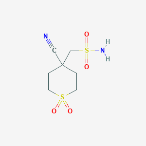 molecular formula C7H12N2O4S2 B2711274 (4-氰基-1,1-二氧代噻安-4-基)甲烷磺酰胺 CAS No. 2309474-13-1