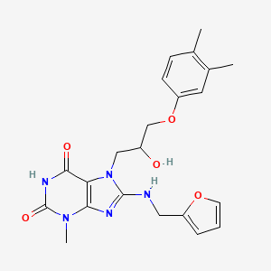 molecular formula C22H25N5O5 B2711277 7-(3-(3,4-dimethylphenoxy)-2-hydroxypropyl)-8-((furan-2-ylmethyl)amino)-3-methyl-1H-purine-2,6(3H,7H)-dione CAS No. 879071-72-4