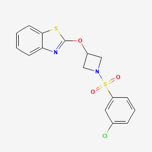 molecular formula C16H13ClN2O3S2 B2711278 2-((1-((3-氯苯基)磺酰)氮杂环丁烷-3-基)氧基)苯并[d]噻唑 CAS No. 1421481-07-3