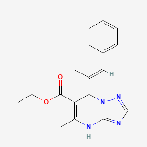 molecular formula C18H20N4O2 B2711285 (E)-ethyl 5-methyl-7-(1-phenylprop-1-en-2-yl)-4,7-dihydro-[1,2,4]triazolo[1,5-a]pyrimidine-6-carboxylate CAS No. 941897-34-3