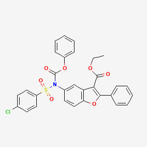 molecular formula C30H22ClNO7S B2711289 Ethyl 5-[(4-chlorophenyl)sulfonyl-phenoxycarbonylamino]-2-phenyl-1-benzofuran-3-carboxylate CAS No. 448214-56-0
