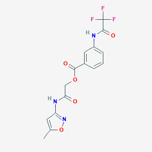 molecular formula C15H12F3N3O5 B271129 2-[(5-Methyl-3-isoxazolyl)amino]-2-oxoethyl 3-[(trifluoroacetyl)amino]benzoate 