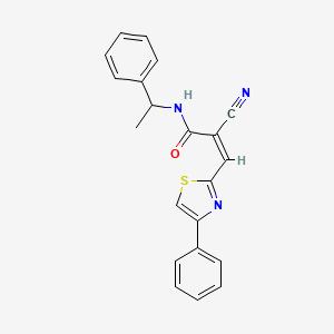 (Z)-2-cyano-N-(1-phenylethyl)-3-(4-phenyl-1,3-thiazol-2-yl)prop-2-enamide
