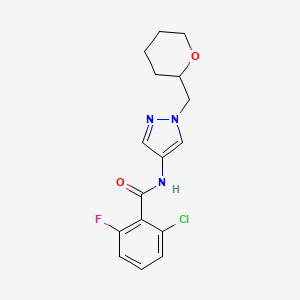 2-chloro-6-fluoro-N-(1-((tetrahydro-2H-pyran-2-yl)methyl)-1H-pyrazol-4-yl)benzamide
