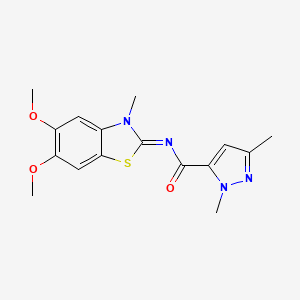 B2711320 N-(5,6-dimethoxy-3-methylbenzo[d]thiazol-2(3H)-ylidene)-1,3-dimethyl-1H-pyrazole-5-carboxamide CAS No. 1019095-86-3