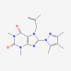 1,3-dimethyl-7-(2-methylprop-2-en-1-yl)-8-(3,4,5-trimethyl-1H-pyrazol-1-yl)-2,3,6,7-tetrahydro-1H-purine-2,6-dione