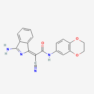 (2E)-2-(3-aminoisoindol-1-ylidene)-2-cyano-N-(2,3-dihydro-1,4-benzodioxin-6-yl)acetamide