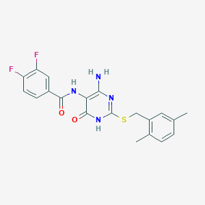 N-(4-amino-2-((2,5-dimethylbenzyl)thio)-6-oxo-1,6-dihydropyrimidin-5-yl)-3,4-difluorobenzamide