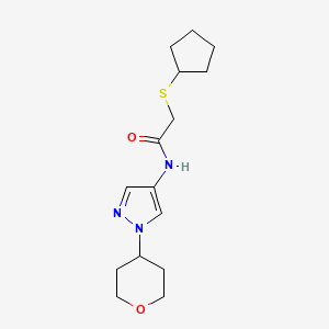 molecular formula C15H23N3O2S B2711331 2-(cyclopentylthio)-N-(1-(tetrahydro-2H-pyran-4-yl)-1H-pyrazol-4-yl)acetamide CAS No. 1797638-60-8
