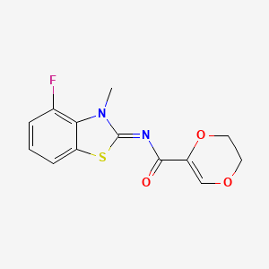 (E)-N-(4-fluoro-3-methylbenzo[d]thiazol-2(3H)-ylidene)-5,6-dihydro-1,4-dioxine-2-carboxamide