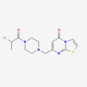 molecular formula C14H17ClN4O2S B2711339 7-[[4-(2-Chloropropanoyl)piperazin-1-yl]methyl]-[1,3]thiazolo[3,2-a]pyrimidin-5-one CAS No. 2411257-43-5