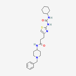 molecular formula C25H35N5O2S B2711343 N-(1-苄基哌啶-4-基)-3-(2-(3-环己基脲基)噻唑-4-基)丙酰胺 CAS No. 1091082-97-1