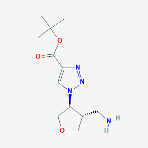 molecular formula C12H20N4O3 B2711348 Tert-butyl 1-[(3S,4S)-4-(aminomethyl)oxolan-3-yl]triazole-4-carboxylate CAS No. 2287236-67-1