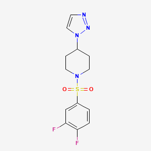 molecular formula C13H14F2N4O2S B2711356 1-((3,4-二氟苯基)磺酰)-4-(1H-1,2,3-三唑-1-基)哌啶 CAS No. 1798519-75-1