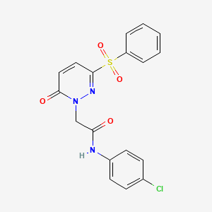 molecular formula C18H14ClN3O4S B2711358 N-(4-chlorophenyl)-2-(6-oxo-3-(phenylsulfonyl)pyridazin-1(6H)-yl)acetamide CAS No. 1105232-21-0
