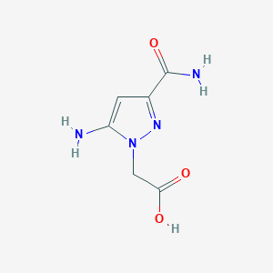 molecular formula C6H8N4O3 B2711359 2-(5-Amino-3-carbamoylpyrazol-1-yl)acetic acid CAS No. 1543195-38-5