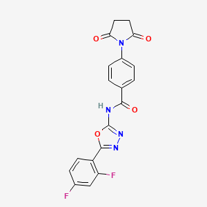 molecular formula C19H12F2N4O4 B2711360 N-(5-(2,4-二氟苯基)-1,3,4-噁二唑-2-基)-4-(2,5-二氧代吡咯烷-1-基)苯甲酰胺 CAS No. 1170020-32-2