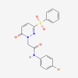 molecular formula C18H14BrN3O4S B2711375 N-(4-bromophenyl)-2-(6-oxo-3-(phenylsulfonyl)pyridazin-1(6H)-yl)acetamide CAS No. 1105232-45-8
