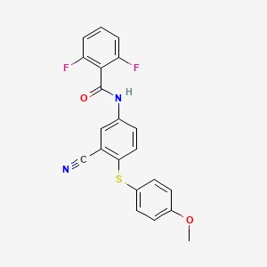 molecular formula C21H14F2N2O2S B2711377 N-{3-cyano-4-[(4-methoxyphenyl)sulfanyl]phenyl}-2,6-difluorobenzenecarboxamide CAS No. 320421-48-5