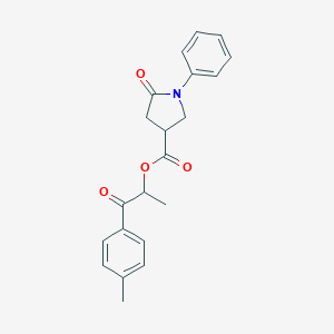 molecular formula C21H21NO4 B271138 1-(4-Methylphenyl)-1-oxopropan-2-yl 5-oxo-1-phenylpyrrolidine-3-carboxylate 