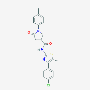 molecular formula C22H20ClN3O2S B271139 N-[4-(4-chlorophenyl)-5-methyl-1,3-thiazol-2-yl]-1-(4-methylphenyl)-5-oxo-3-pyrrolidinecarboxamide 