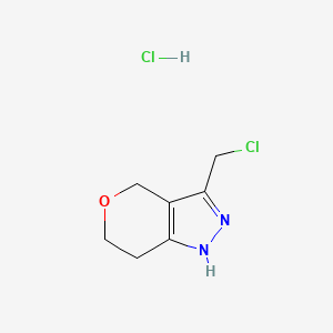 molecular formula C7H10Cl2N2O B2711395 3-(氯甲基)-1,4,6,7-四氢吡喃并[4,3-c]吡唑-盐酸盐 CAS No. 2138021-00-6