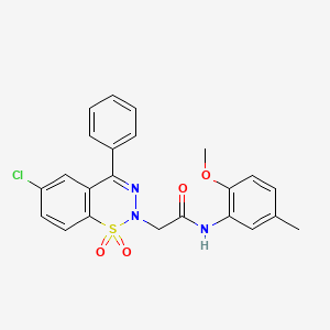 molecular formula C23H20ClN3O4S B2711412 2-(6-chloro-1,1-dioxido-4-phenyl-2H-1,2,3-benzothiadiazin-2-yl)-N-(2-methoxy-5-methylphenyl)acetamide CAS No. 1031619-16-5