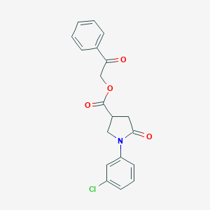 molecular formula C19H16ClNO4 B271142 2-Oxo-2-phenylethyl 1-(3-chlorophenyl)-5-oxopyrrolidine-3-carboxylate 