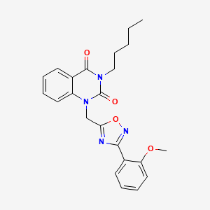molecular formula C23H24N4O4 B2711427 1-((3-(2-methoxyphenyl)-1,2,4-oxadiazol-5-yl)methyl)-3-pentylquinazoline-2,4(1H,3H)-dione CAS No. 1207036-30-3