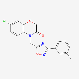 molecular formula C18H14ClN3O3 B2711428 7-chloro-4-{[3-(3-methylphenyl)-1,2,4-oxadiazol-5-yl]methyl}-2H-1,4-benzoxazin-3(4H)-one CAS No. 1105215-61-9