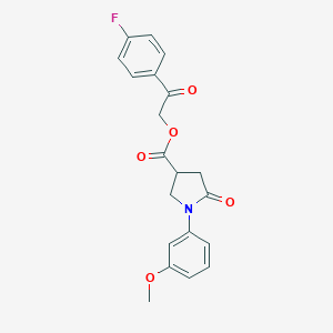 molecular formula C20H18FNO5 B271143 2-(4-Fluorophenyl)-2-oxoethyl 1-(3-methoxyphenyl)-5-oxo-3-pyrrolidinecarboxylate 
