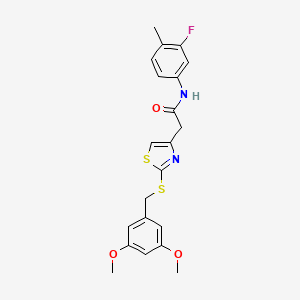 2-(2-((3,5-dimethoxybenzyl)thio)thiazol-4-yl)-N-(3-fluoro-4-methylphenyl)acetamide