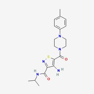 molecular formula C19H25N5O2S B2711446 4-amino-N-isopropyl-5-{[4-(4-methylphenyl)piperazin-1-yl]carbonyl}isothiazole-3-carboxamide CAS No. 1286704-37-7