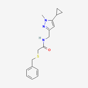 2-(benzylthio)-N-((5-cyclopropyl-1-methyl-1H-pyrazol-3-yl)methyl)acetamide