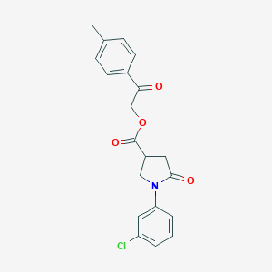 molecular formula C20H18ClNO4 B271147 2-(4-Methylphenyl)-2-oxoethyl 1-(3-chlorophenyl)-5-oxo-3-pyrrolidinecarboxylate 