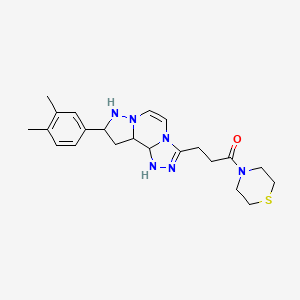 molecular formula C22H24N6OS B2711480 3-[11-(3,4-Dimethylphenyl)-3,4,6,9,10-pentaazatricyclo[7.3.0.0^{2,6}]dodeca-1(12),2,4,7,10-pentaen-5-yl]-1-(thiomorpholin-4-yl)propan-1-one CAS No. 1207033-92-8