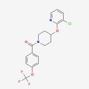 molecular formula C18H16ClF3N2O3 B2711495 (4-((3-Chloropyridin-2-yl)oxy)piperidin-1-yl)(4-(trifluoromethoxy)phenyl)methanone CAS No. 1448046-33-0