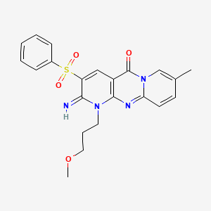 molecular formula C22H22N4O4S B2711510 2-imino-1-(3-methoxypropyl)-8-methyl-3-(phenylsulfonyl)-1H-dipyrido[1,2-a:2',3'-d]pyrimidin-5(2H)-one CAS No. 606959-44-8