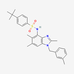 molecular formula C28H33N3O2S B2711513 4-(叔丁基)-N-[2,5,6-三甲基-1-(3-甲基苯基)-1H-1,3-苯并咪唑-4-基]苯磺酰胺 CAS No. 338964-22-0