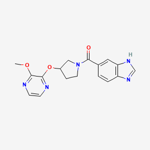 molecular formula C17H17N5O3 B2711530 (1H-benzo[d]imidazol-5-yl)(3-((3-methoxypyrazin-2-yl)oxy)pyrrolidin-1-yl)methanone CAS No. 2034253-16-0