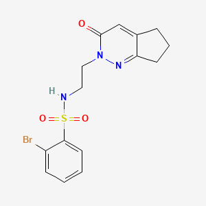 molecular formula C15H16BrN3O3S B2711538 2-bromo-N-(2-(3-oxo-3,5,6,7-tetrahydro-2H-cyclopenta[c]pyridazin-2-yl)ethyl)benzenesulfonamide CAS No. 2034297-62-4