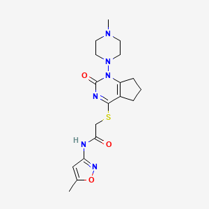 N-(5-methyl-1,2-oxazol-3-yl)-2-{[1-(4-methylpiperazin-1-yl)-2-oxo-1H,2H,5H,6H,7H-cyclopenta[d]pyrimidin-4-yl]sulfanyl}acetamide